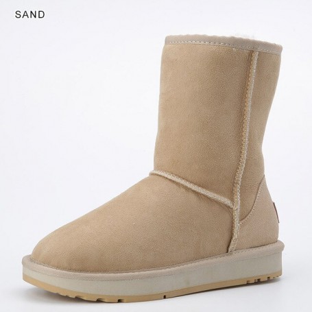 Women's Fashion Sheepskin Suede Leather Snow Boots Waterproof