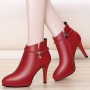 Women's Ankle Boots Thin High Heels Genuine Leather