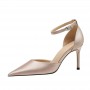 Women's Ankle Strap Sandals Silk Pointed Toe Thin High Heels