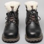 Men's Natural Wool Boots Genuine Cow Leather