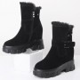 Women's Chunky Wedge Suede Leather Snow Boots Fashion