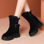 Women's Chunky Wedge Suede Leather Snow Boots Fashion