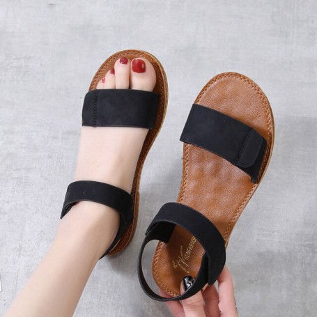 Women's Sandals PU Hook Loop Casual Soft Leather