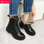 Women's Wool Fur Boots Leather Shoes