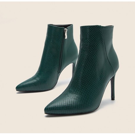 Women's Ankle Boots Pointed Toe Stone Pattern PU Sexy High Heels