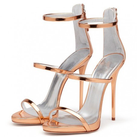 Women's Leather Sandals Ankle Strap High Heels