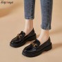 Women's British Style Leather Flat Shoes Thick Sole Loafers