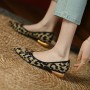 Women's French Style Pointed Leopard Flat Shoes