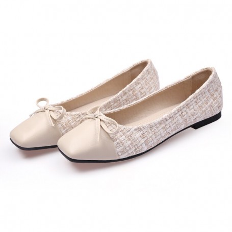 Plus Size 41 Ballerina Flats Round Toe Shoes Woman Tweed Comfortable Slip on Flat Shoes Ladies Maternity Classic Shoes