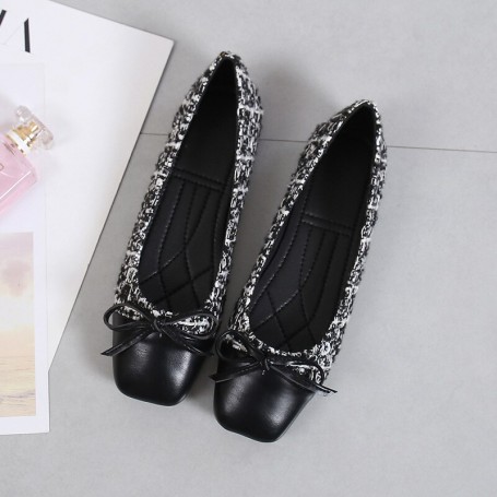Plus Size 41 Ballerina Flats Round Toe Shoes Woman Tweed Comfortable Slip on Flat Shoes Ladies Maternity Classic Shoes