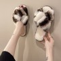 Women's Cross Fluffy Fur Slippers Fashion