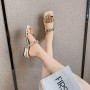Women's Square Toe Low Heel Sandals Fashion Brand Design