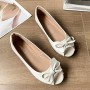 Women's Shoes Peep Toe Flat Bowtie Slip-On