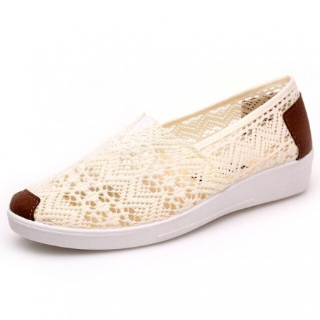 Women's Flat Shoes Lace Loafers Cloth