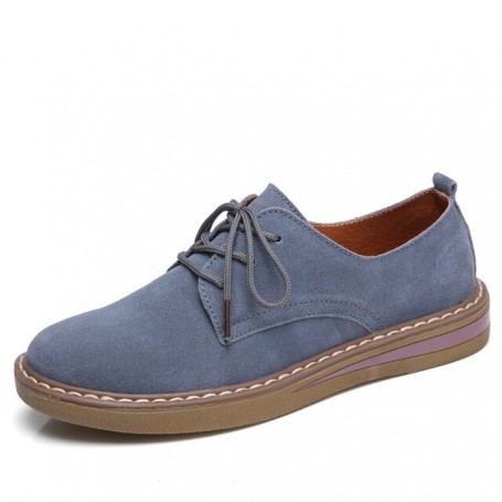 Women's Flat Suede Leather Lace-Up Shoes