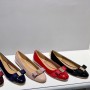 Women's Flat Shoes Genuine Leather Round Toe Butterfly-Knot Fashion
