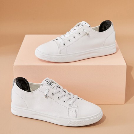 Women's Cowhide Sneakers Genuine Leather Casual Breathable Shoes