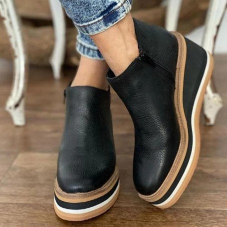 Women's Wedges Retro Soft Leather Ankle Boots