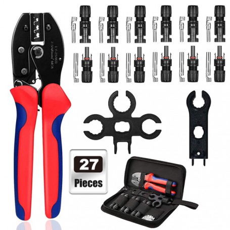 Solar Crimping Pliers Tools Kit For MC4 Cable Electeical Connectors Solar Panel PV Cable 6 Male Female Connectors Termianls Sets