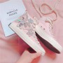 Sneakers Women High help couple canvas shoes handmade Korean 3D flower flat shoes Lace Bow Fashion Pink