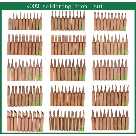 10PCS/Lot Copper Solder Iron Tip 900M-T-K/SK/I/IS/B/1C/2C/3C/4C/0.8D/1.2D/1.6D/2.4D/3.2D/ Welding Head For 936 Soldering Tool