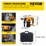 1500W Rotary Hammer Drill Max Drilling 32mm SDS Plus Demolition Jackhammer Breaker 4 Modes Electric Concrete Perforator