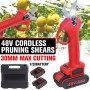NEW Cordless Electric Pruning Shear Efficient Tree Bonsai Branches Cutter with 2pc Lithium-ion Battery EU Plug