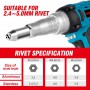 20000N Brushless Cordless Electric Rivet Nut Gun 2.4~5.0mm 720W Drill Insert Power Tools For Makita 18V Battery