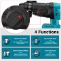 Drillpro 4 Function Brushless Cordless Electric Rotary Hammer Drill Rechargeable Hammer 26mm Impact Drill for 18V Makita Battery