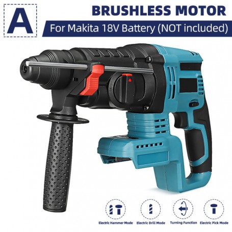 Drillpro 4 Function Brushless Cordless Electric Rotary Hammer Drill Rechargeable Hammer 26mm Impact Drill for 18V Makita Battery