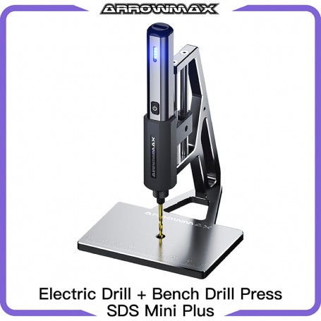 Mini Electric Drill with Bench Drill Press (SDS Mini Plus) Cordless Hand Tool Drilling for Wood Plastic Aluminum Coin