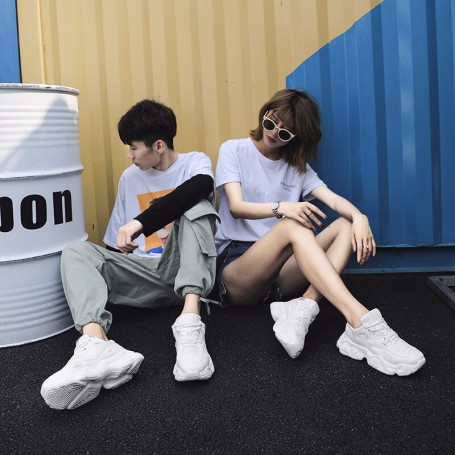 Plus Size Street Style Men's Chunky Sneakers Leather Men casual Trainers 2021 Fashion man Platform Shoes footwear