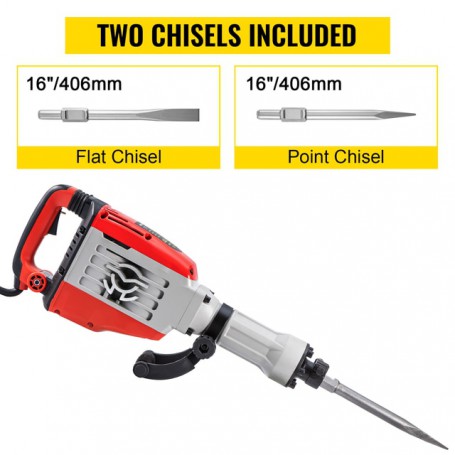 VEVOR Demolition Jack 3800W Multifunctional Rotary Hammer with Box Concrete Ground Breaking Electric Hammer Tool Impact Drill