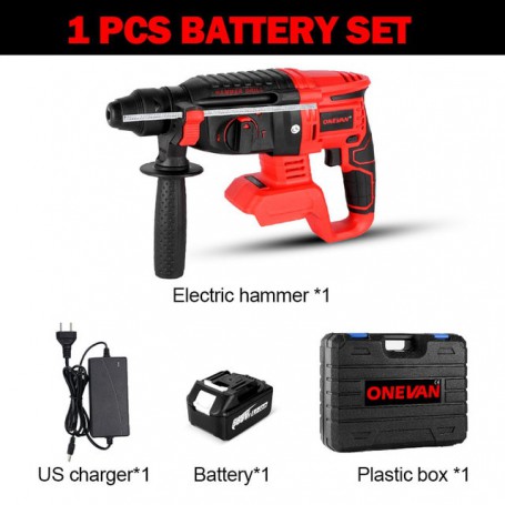 ONEVAN 2000W 10600IPM Brushless Cordless Rotary Hammer Drill 588VF Rechargeable Electric Hammer Impact Drill For Makita Battery