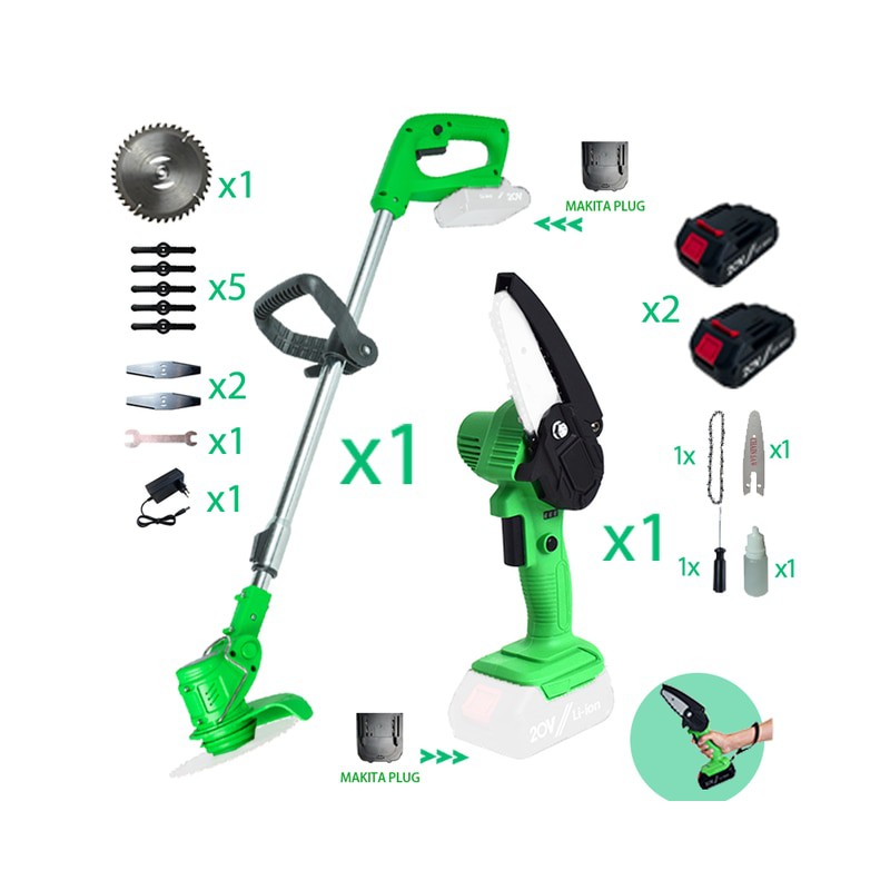 Electric Garden Tools Grass Hedge Trimmer Lawn Mower Chainsaw Set Interchangeable with 12V/20V