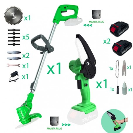 Electric Garden Tools Grass Hedge Trimmer Lawn Mower Chainsaw Set Interchangeable with 12V/20V Lithium Battery