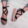 Summer Wedge Espadrilles Woman Sandals Open Toe Rome Shoes Gladiator Sandals Ladies Casual Lace Up Female Platform Sandals 35-43