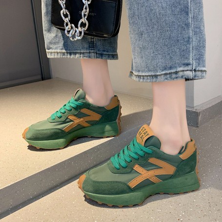 Sneakers Luxury Platform Shoes Plush Leisure Light Anti-slip Green Running Shoe