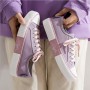 Shoes For Women Sneakers  Knitted Elastic Mesh Shoes Woman Fashion Sequined Lace-Up Purple Platform Sneakers Zapatillas Mujer