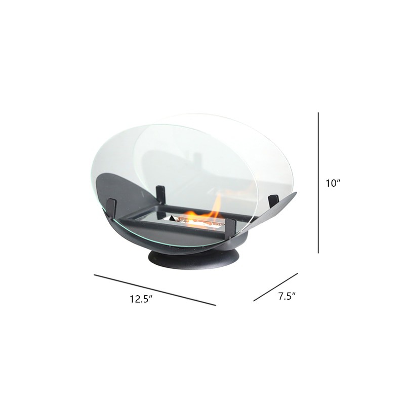 10 inch Portable Oval Glass Bioethanol Fireplace Tabletop Fire Bowl