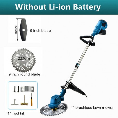 2000W 9 Inch Brushless Electric Grass Trimmer Cordless Lawn Mower Hedge Trimmer Adjustable Handheld Garden Pruning Tools