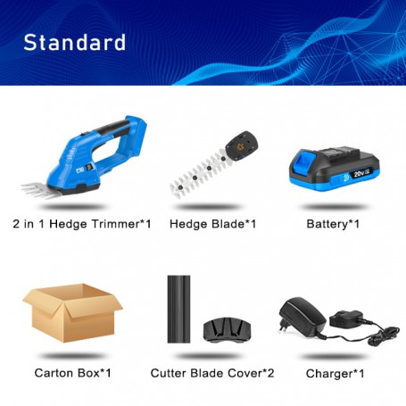 PRO PTET1049E 2 in 1 Electric Hedge Trimmer 20V Cordless Lawn Mower Battery Pruner Garden Tools Shears Shrub Trimmer PROSTORMER