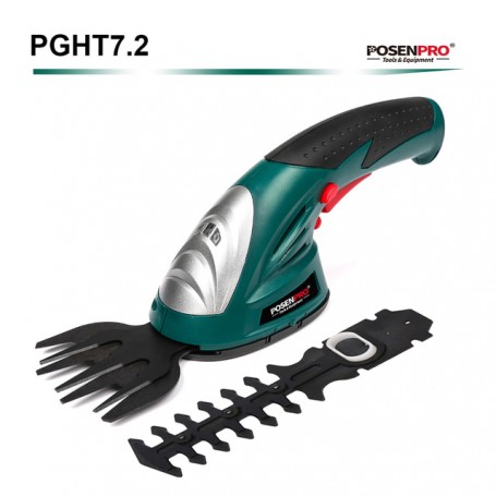 7.2V Cordless Grass Hedge Trimmer 2in1 Battery Rechargeable Shear Hedger PGHS7.2 Cordless Garden Tool posenpro