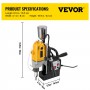 VEVOR MD40 Magnetic Drill Press 40mm for Engineering Steel Structure 1100W Height Adjustable Electric Bench Drilling Rig Machine