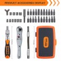 Screwdriver 38 Pcs Set CR-V Bits With Universal Wrench 180 Degree Adjustable Handle Repair Hand Tools