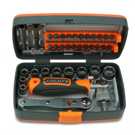 Screwdriver 38 Pcs Set CR-V Bits With Universal Wrench 180 Degree Adjustable Handle Repair Hand Tools