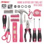 Hi-Spec 42pc Pink Multi-tool Sets Household Repair Tool Set Hand Tool Drill Bits Extrator Hammer With Tool Box Set For Women