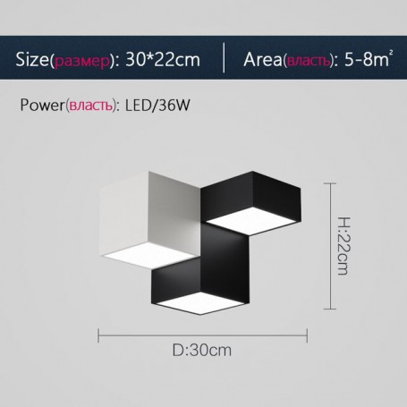 New Square Lamp Ceiling Lamp Modern Ceiling Light  Master Bedroom Room Lamp Creative Contrast Black and White Nordic Lamps