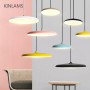 Nordic Colorful Chandeliers LED Pendant Light UFO Round Plate Suspension Lamp Dining Living Room Bar Flying Saucer Hanging Lamp