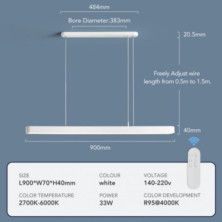 Yeelight YLDL01YL Smart APP Control RGB Colorful LED Dinner Pendant Lamps Pendant Light Ambient Light For Dining Room